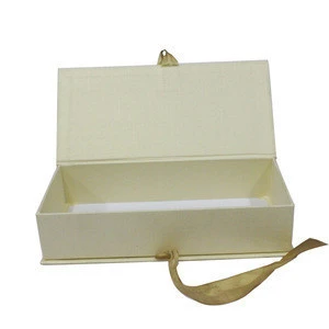Custom gold fancy paper hair packaging hair extension box with bow tie