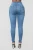 Import Custom Ladies Stacked Multilayer Tassel Washed Elastic Slim Pencil Trousers high waist skinny Jeans denim from China