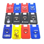 Custom Logo Sticker Silicone Wallet Cell Phone Card Holder with Ring Stand