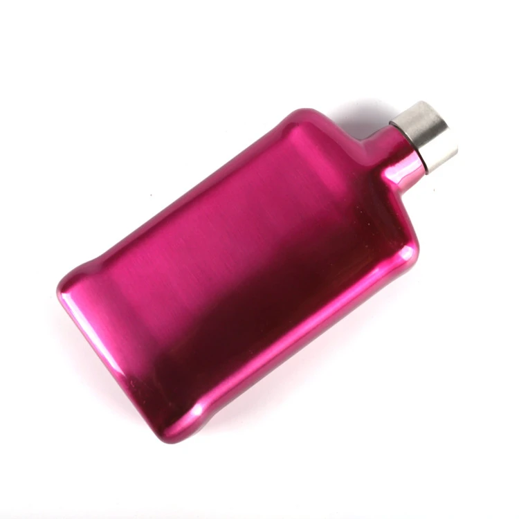 Custom travel sublimation square Metal wine bottle pink coated stainless steel hip flask wine flask