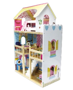 Custom wooden toy doll house big dollhouse for girls gifts for kids pretend play educational preschool factory supply