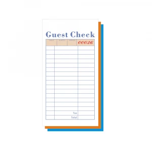 Customizable restaurant carbonless guest check,duplicate book, waiter order pad book