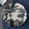 Customize pattern forest gallery pad print ceramic dinner plates matte deep blue porcelain charger plate