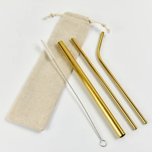 Customized Colorful Stainless Steel Metal Straw Set In Stock