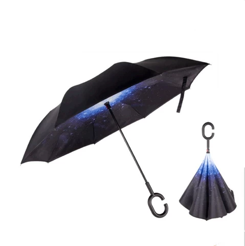 Customized manual C handle reverse umbrella