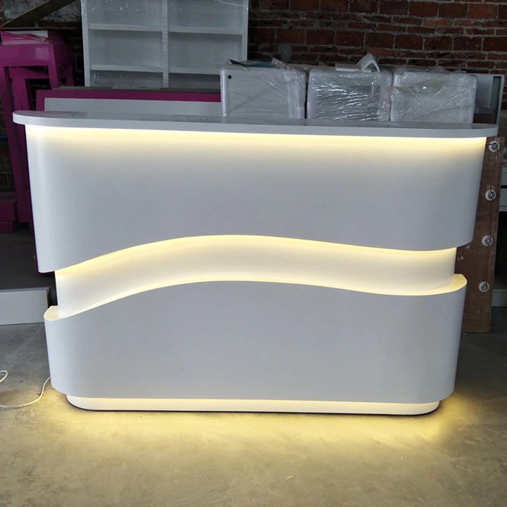 Customized Size Fast Delivery Beauty Salon LED Light Reception Desk