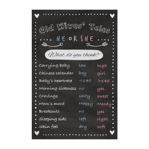 Customized Voting and Old Wives Tales Poster Board Signs with Erasable Chalk Marker Baby Gender Reveal Party Supplies Games Kit