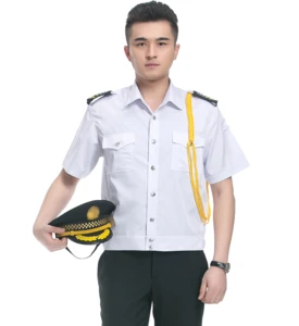 Customized White Pilot Airline Uniforms Shirts and Trousers 100% Cotton Fabric Pilot Uniforms