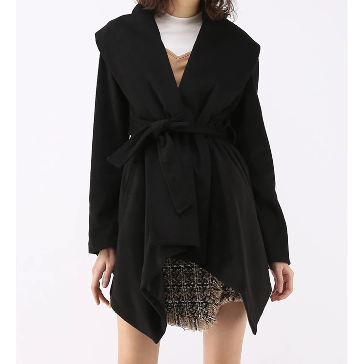 Customized Women Casual Wide Turn-Down Shawl Collar Women&#x27;s Woolen Coat