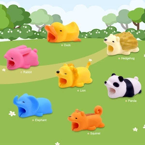 Cute Chompers Bite Animal Cable Protector Dog Cat Duck Rabbit Winder For iPhone Silicone Cable Winder