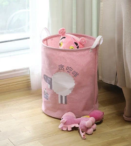 DEQI Waterproof Pink Custom Logo Hanging Blue Cartoon Polyester Travel Cheap Home Storage Cloth Tote Dry Wash Laundry Bag Basket
