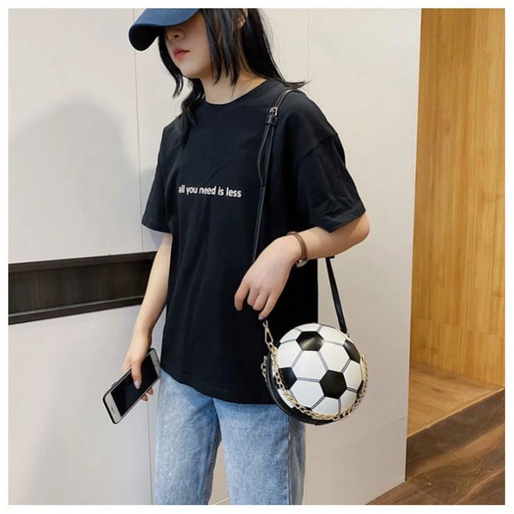 Designer Contrast Color Soccer Ball Handbags Mini Round Shoulder Bag Women Chains Luxury Crossbody Bag Lady Funny Messenger Sac