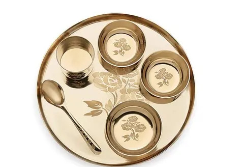 Dinner Serving Set of Bronze Designer Round Shape Plate Glass Spoon Bowl Kitchenware Tableware Dinner Set Hotel Ware Utensils