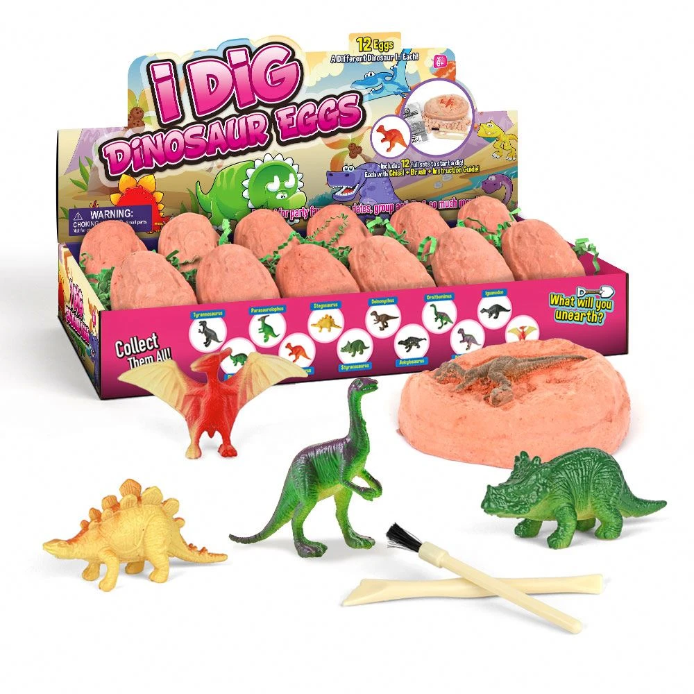Dino egg  Excavation Kit 12 Unique Dinosaur Eggs Dig Discover 12 Cute Dinosaurs Archaeology Fossil Education Toys