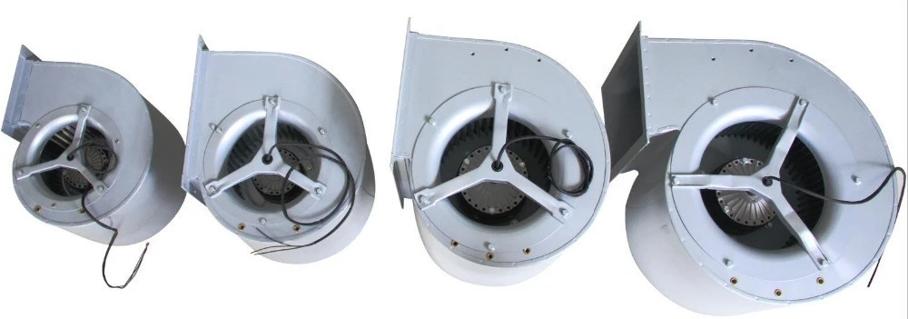 Double inlet centrifugal blowers and fans