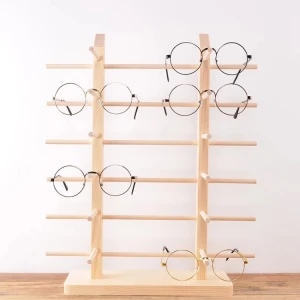 Double row wooden glasses display stand sunglasses display wood eyewear holder