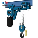 Double speed chain hoist with motorized trolley