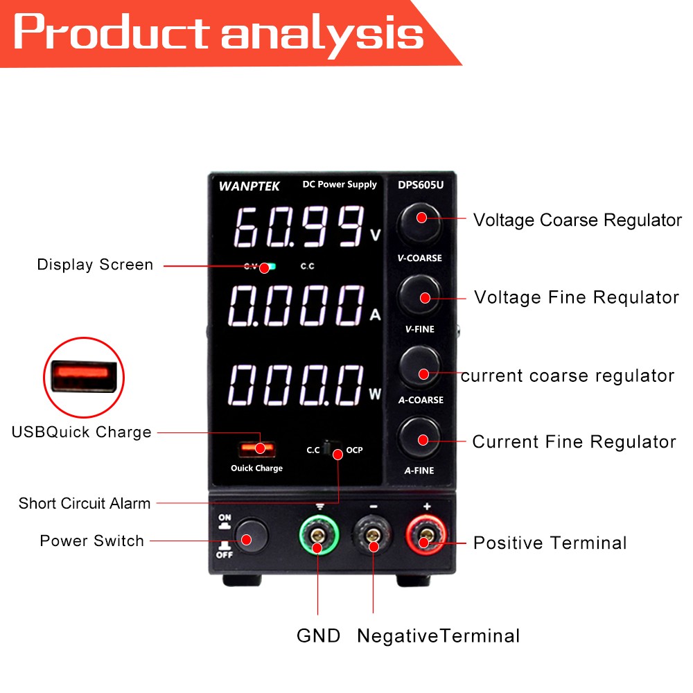 DPS605U 300w High Power Adjustable High Precision 4-bit Digital Display Switching Power Supply 60v / 5a
