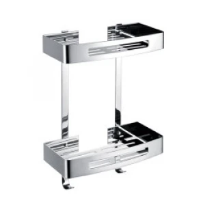 Dual tier rack shelf 304 stainless steel bathroom shelves with hooks