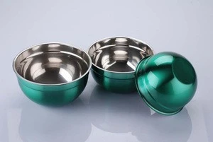 Eco Friendly color lacquer Mixing bowl Stainless Steel Salad Bowl with lid