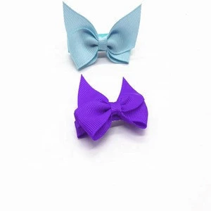 Eco-friendly girl hair clip bow custom grosgrain mini hair tie ribbon