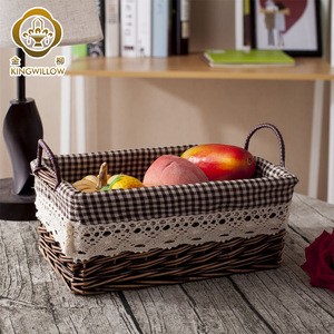 Eco-friendly  wicker material storage basket with liner  and  handles