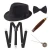 Import Ecoparty 1920s Mens Gatsby Gangster Costume Accessories Set Panama Manhattan Fedora Suspenders Bow Tie Cigar from China