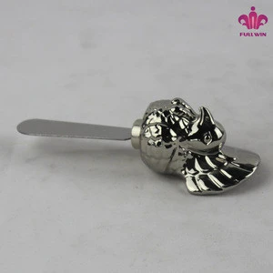 Electroplated silver color turkey shaped ceramic butter knife ,ceramic handle,cheese tools