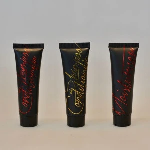 embossed 35ml plastic cosmetic packaging sample size tubes with shampoo for hotel