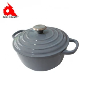 Enamel cast iron casserole with button saucepan deep pan