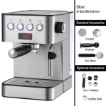 Espresso Coffee Machine  Italian 15 20 Bar Semi Automatic Coffee Cappuccino Machine Household with Temperature Display