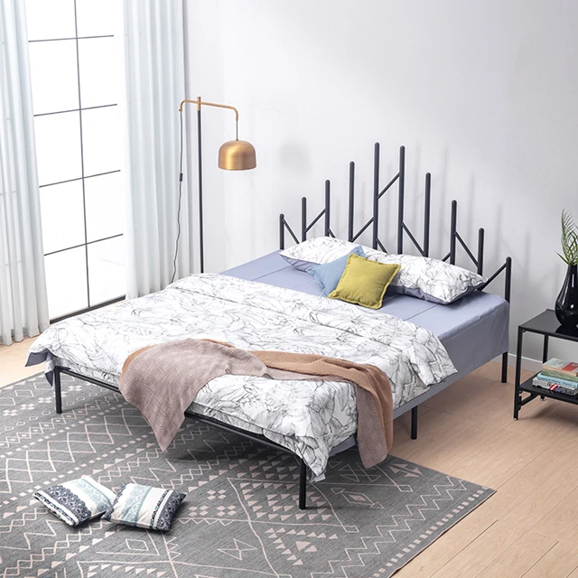 European modern simple design iron frame bed furniture bedroom metal frame bed