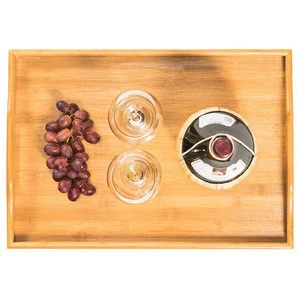 Extra Large Super Sturdy Bamboo Shot Glass Nuts Serving Tray with Handles
