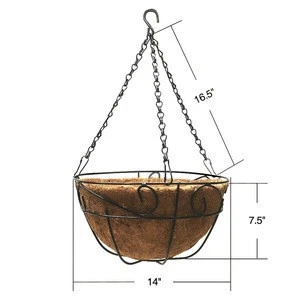 Factory Directly Metal Hanging Baskets For Planter 14 inch Round Wire Plant Holder with Chain