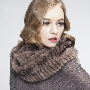 Factory directly wholesale price mink knitted scarf /mink fur scarf