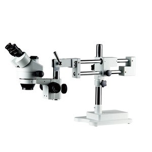 Factory Supply 7-45X Simul Focal Zooming Optical Microscopio Set Lens Dual Arm Double Boom Stand Trinocular Stereo Microscope