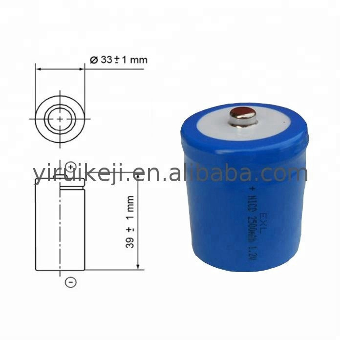 Factory Supply nicd ni cd nickel 1/2D 2500mAh cadmium battery cell with high top cell Fast delivery 1.2V ni-cd rechargeable batt