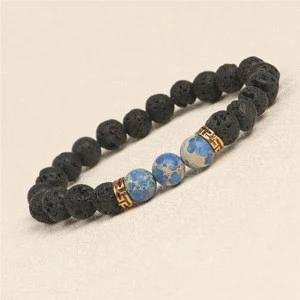 Fashion 8mm Lava Stone Beads Energy Bracelet DIY Gemstone Beaded Bracelet In Stock