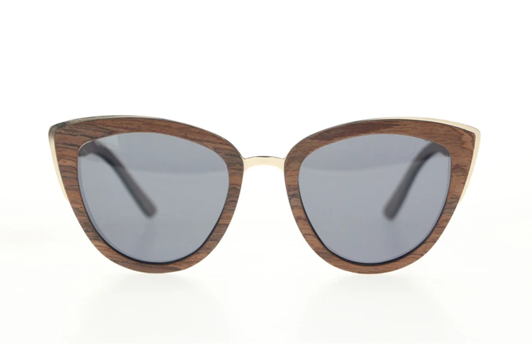 Fashion Cat Eye Women Wood Polarized Sun Glasses Sunglasses With Own Logo