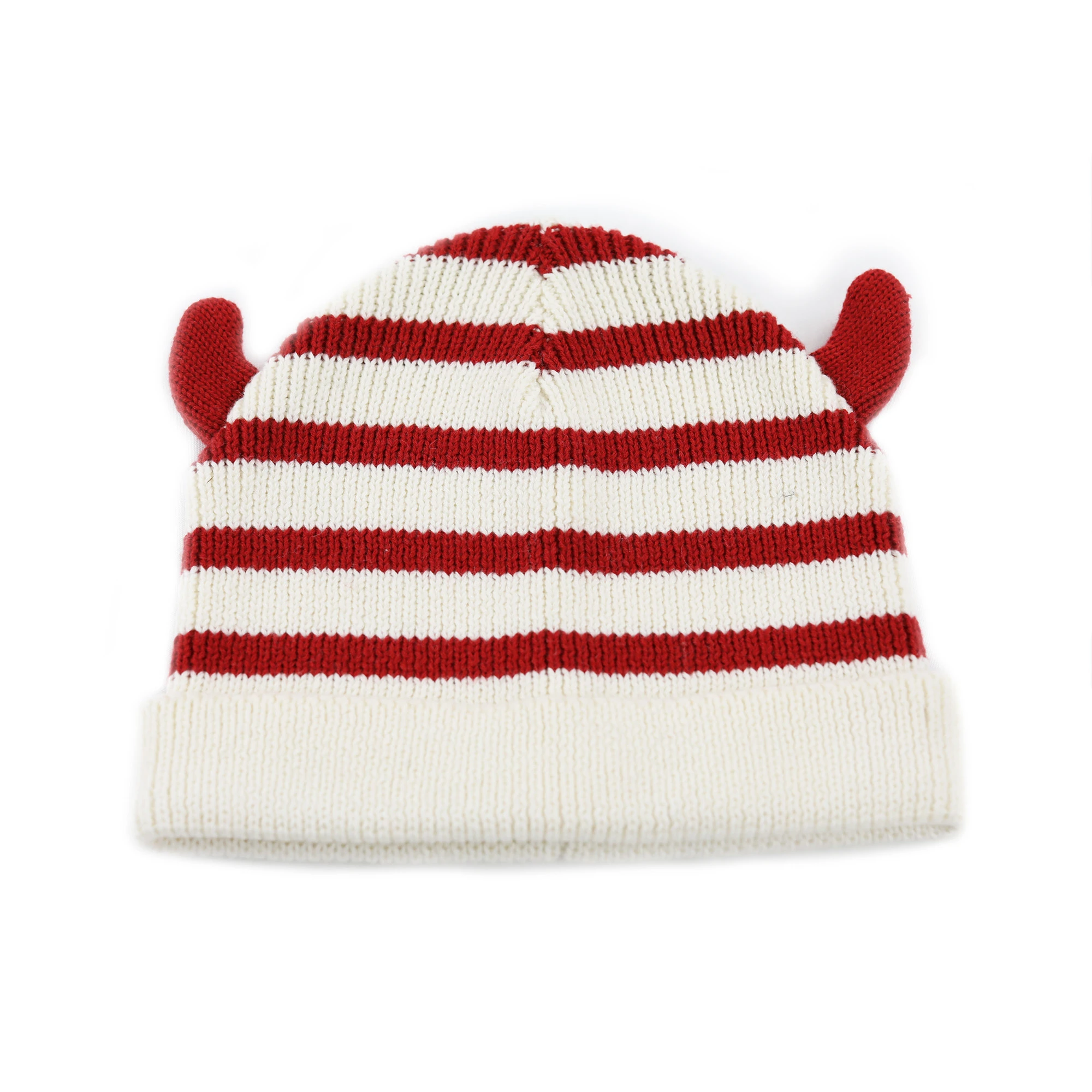 Fashion custom winter warm cute ears stripe cotton blended knitted baby winter hats