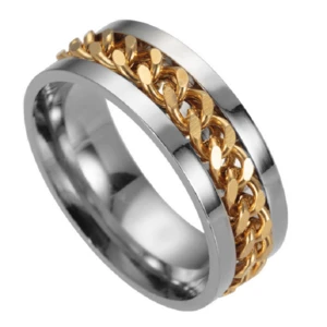 Fashion Jewellery colorful chain titanium ring for men