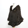 Fashion Natural Knitted Mink Fur Shawl With Hat