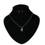 Fashion Style Flamingo Silver Pendant Stainless Steel Necklace Set Jewelry