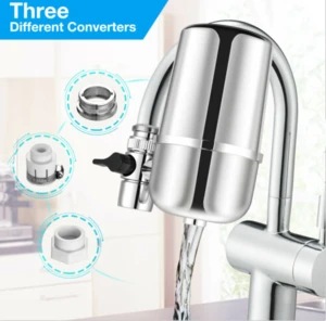 Faucet Filter System, Faucet Water Mount Filter, Double Outlet Faucet Filtration System to Improve Water Quality