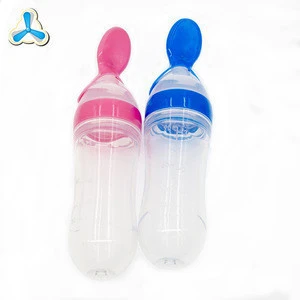 FDA Soft Baby Feeding Bottle With Spoon For Rice Cereal, Squeeze Feeder