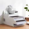 File storage box 3 tier clear desk organizer set multi-function office desk organizer with drawer