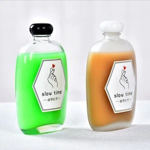 Flask Glass vinegars and soy sauce Bottles for Milk mouth wash Beverage Olive Oil Whiskey Soda Liquid Honey with Leak Proof Cap