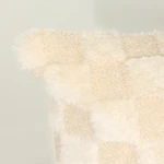 Fluffy Home Decoration Cushion Checkerboard Soft Pillow Fur Woven 100% Polyester Massage Pillow Square