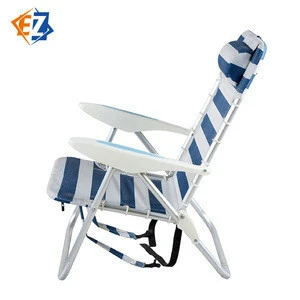 Folding Backpack Sling Beach Chair with Pillow and Strap