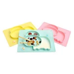 Food Grade Silicone Safe Children's Sucker Baby Anti-fall Anti-scalding Dinner Plate
